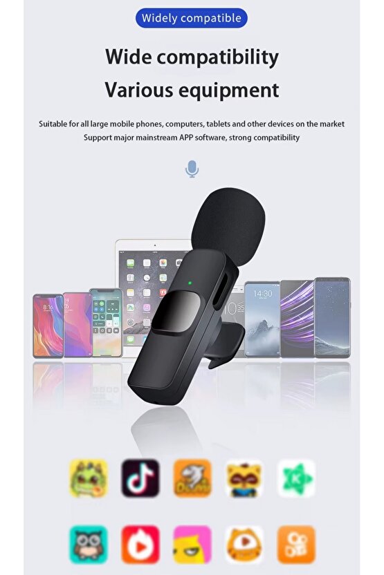 ANDROİD UYUMLU KABLOSUZ TEKLİ YAKA MİKROFONU TYPE C GİRİŞLİ YOUTUBE VİDEO CANLI YAYIN