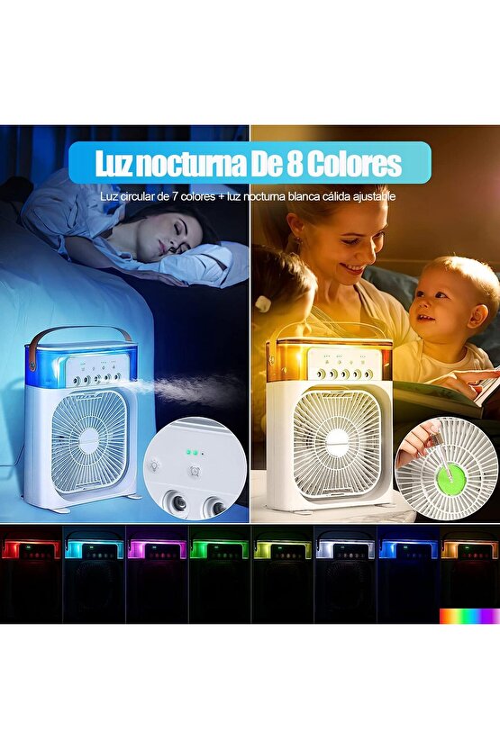 BUZLU FAN TAŞINABİLİR SU BUHARI PÜSKÜRTMELİ KLİMA SERİNLETİCİ VANTİLATÖR ODA HAVA NEMLENDİRİCİ