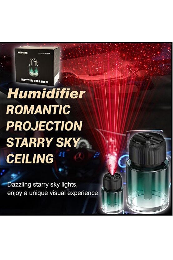ŞARJLI ARAÇ İÇİ PARFÜM DİFÜZÖRÜ KOKULU HAVA NEMLENDİRİCİ HUMUDİFİER YILDIZ TAVAN LAZER