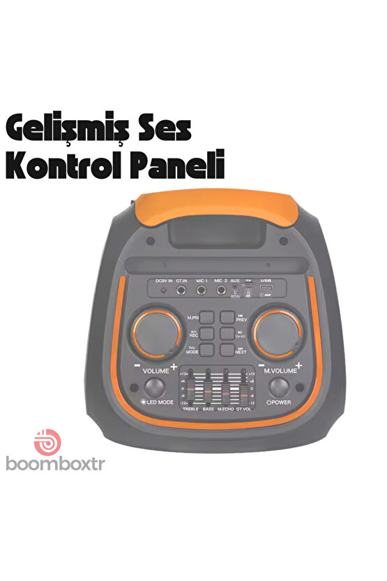 Siyah Ultra Güçlü Kaliteli Profosyonel Bt Hoparlör-(TAŞINABİLİR ANTASTİK RENKLİ IŞIKLI)