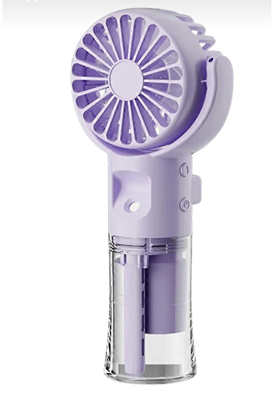 MİNİ FAN ŞARJLI EL FANI SU PÜSKÜRTMELİ BOYUNA ASMALI MİNİ KLİMA FAN VANTİLATÖR (PEMBE - MOR)