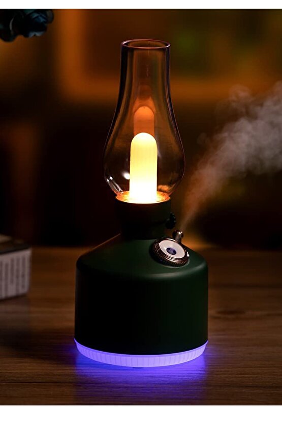 Retro Hava Nemlendirici Vintage Gece Lambası Mist Püskürtücü Aromaterapi Difüzör Hava Nemlendirici