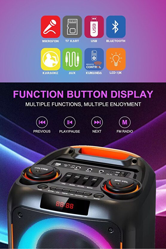 NDR-1096 BÜYÜK BOY BLUETOOTH HOPARLÖR KABLOSUZ TEKERLEKLİ TAŞINABİLİR KABLOSUZ SPEAKER TOPLANTI ANFİ