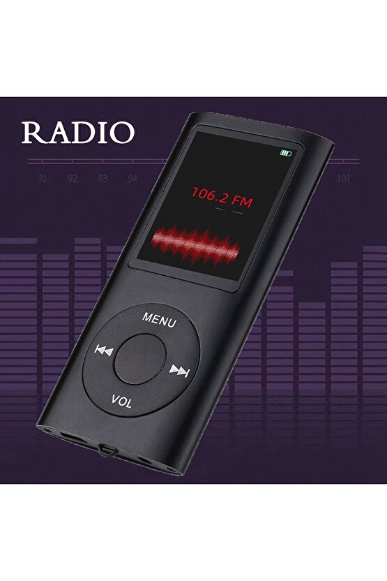 Digital Renkli Ekranlı Mp3-mp4 Çalar Hafıza Kartı Girişli Metal Siyah 
MP4be