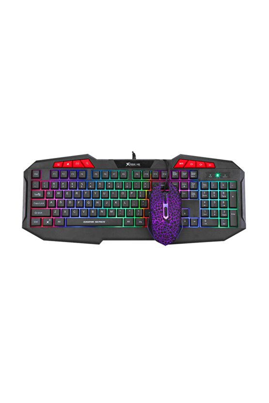Led Işıklı Oyuncu Klavye Mouse Seti Multimedia Gaming Combo Nefes Modlu