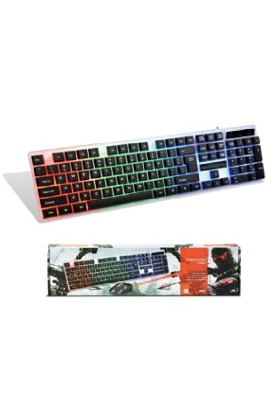 Işıklı Klavye Mouse Seti Oyuncu Klavye-mouse Set Usb Giriş Pl357