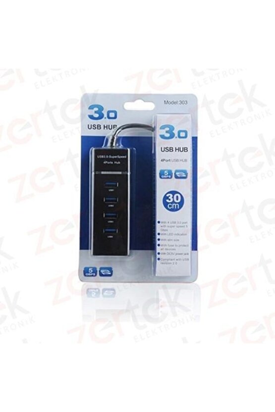 4 Port 3.0 Usb Çoklayıcı 30 Cm Kablo 3.0 Usb Hub