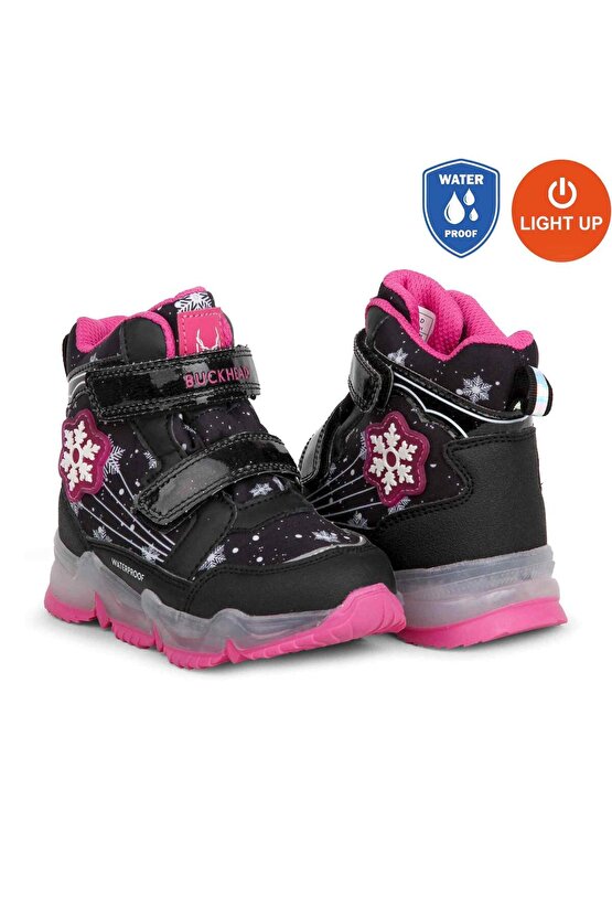 3034 Snowy WATERPROOF-IŞIKLI Anatomik Çocuk Bot Siyah