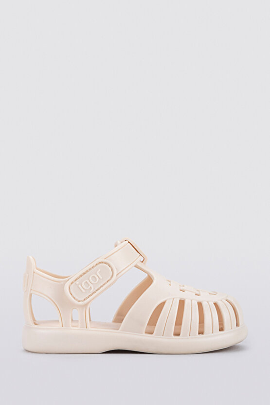 Tobby Solid Bebek Krem Sandalet
