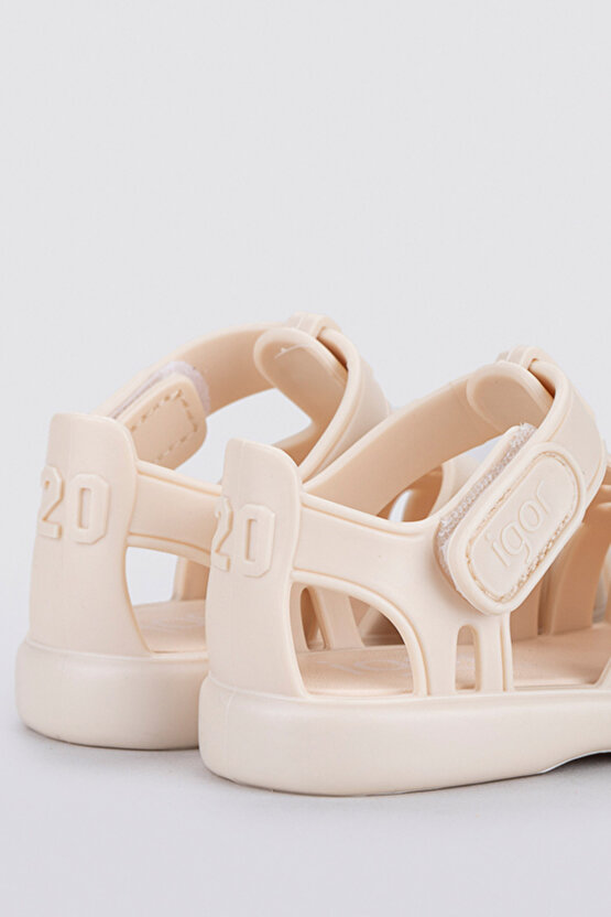 Tobby Solid Bebek Krem Sandalet