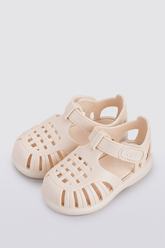 Tobby Solid Bebek Krem Sandalet