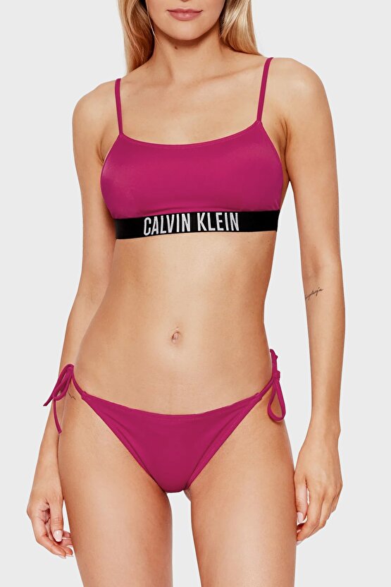 Logolu Yandan Bağcıklı Bikini Altı Kadın Bikini Altı Kw0kw01724 T01