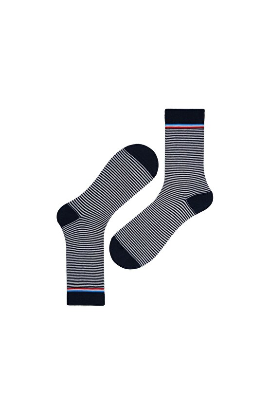 Soket Desenli Lacivert-ekru Kadın Çorap 23kdcr272k