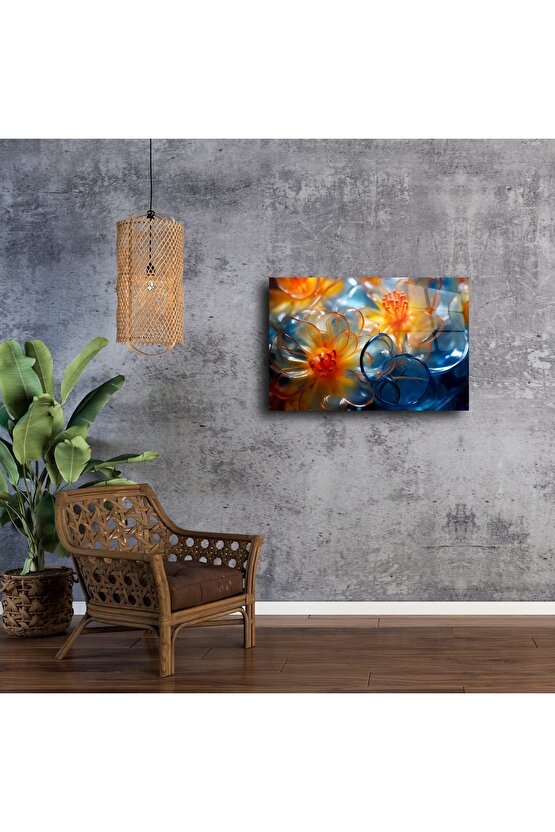 Cam Çiçek Detaylı Renkli Tablo