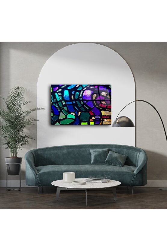 Soyut Renkli Vitray Cam Tablo