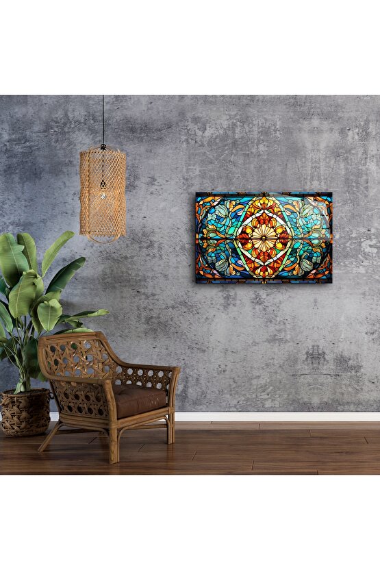Renkli Mandala Cam Tablo