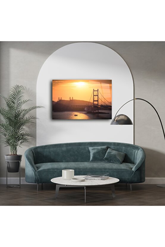 Günbatımı Manzaralı Modern Cam Tablo
