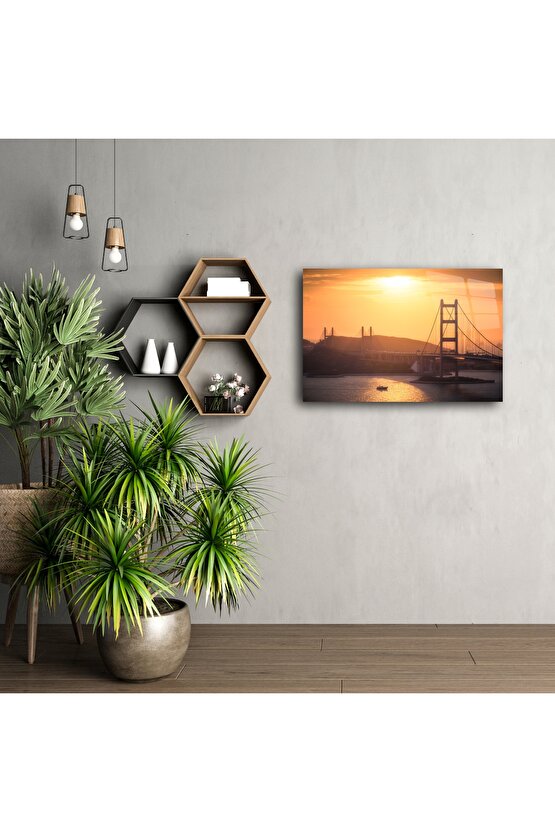 Günbatımı Manzaralı Modern Cam Tablo