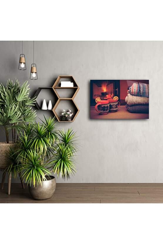 Sıcacık Atmosferli Kış Temalı Cam Tablo