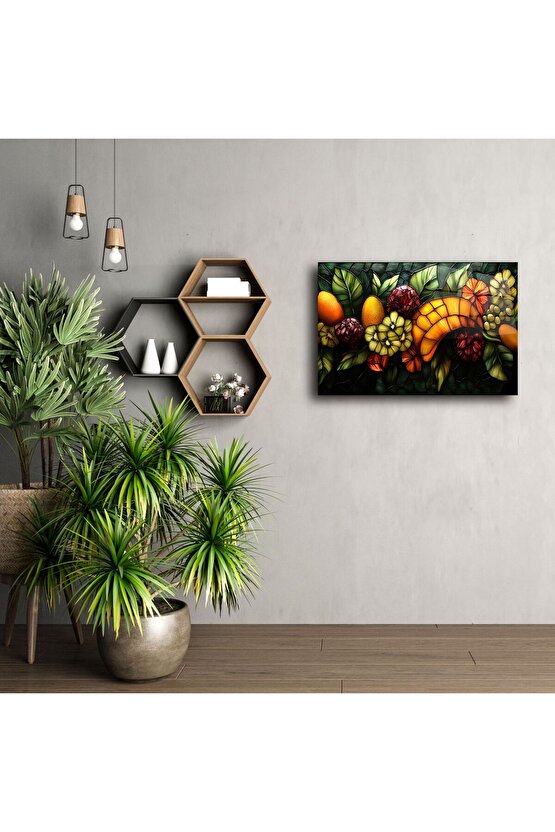 Renkli Vitray Cam Meyve Tasarımı