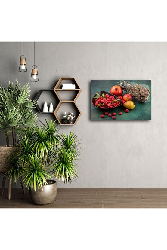 Renkli Tropikal Meyve Fotoğraflı Cam Tablo