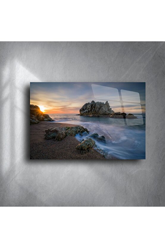 Okyanus Günbatımı Cam Tablo