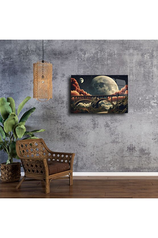 Modern Fantastik Manzara Cam Tablo
