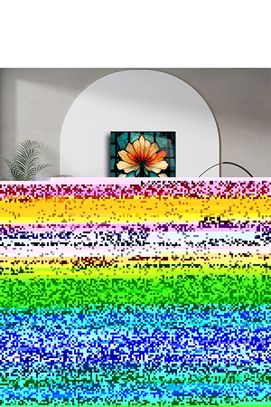 Renkli Cam Mozaik Çiçek Tablosu