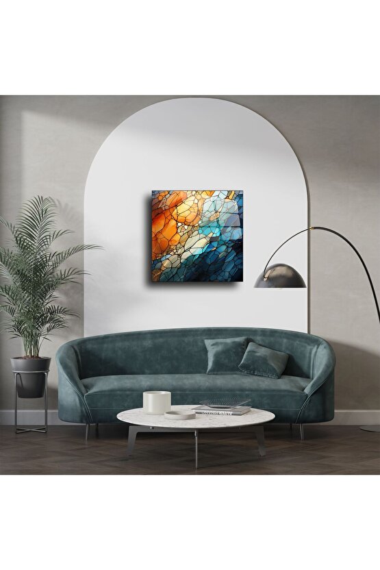 Soyut Renkli Cam Duvar Tablosu