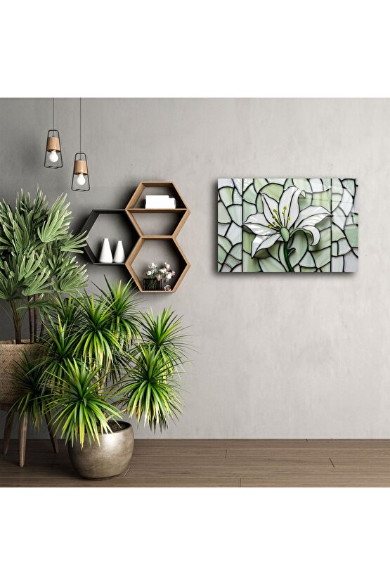 El Yapımı Vitray Zambak Duvar Sanatı Paneli