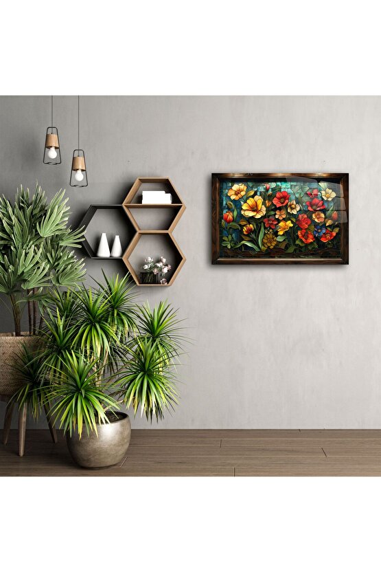 Cam Tablo Soyut Yüz Çizimi Duvar Sanatı