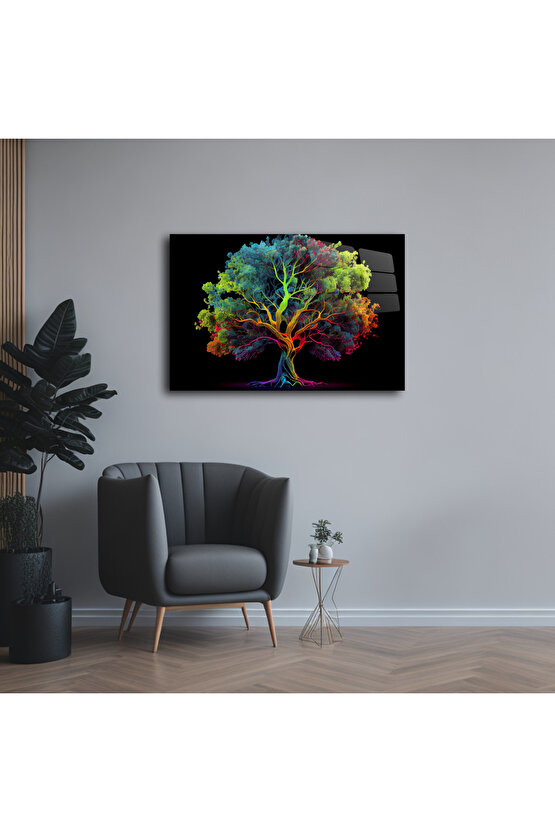 Hayat Ağacı Görseli Cam Tablo Duvar Dekoru 4