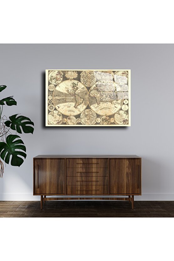 Harita Görseli Cam Tablo Duvar Dekoru 1
