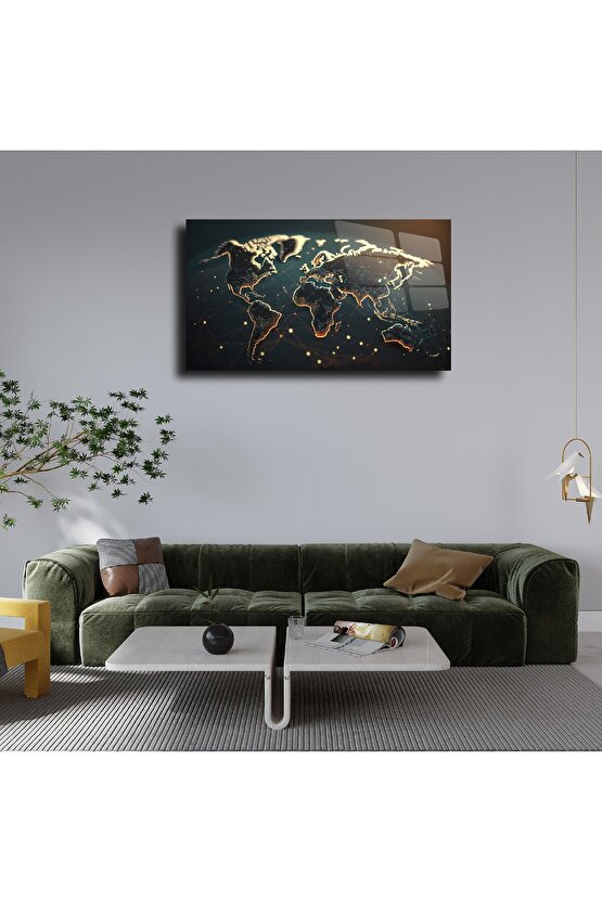 Dünya Temalı Cam Tablo Duvar Dekoru 3