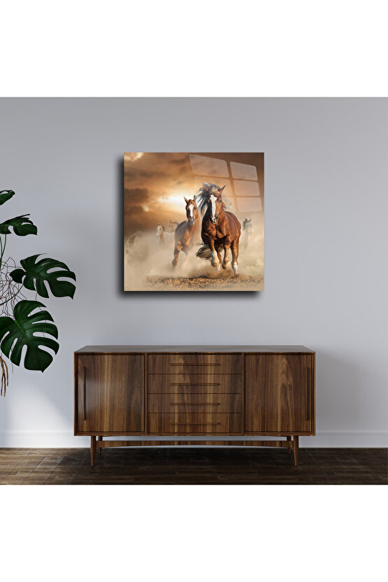 At Temalı Cam Tablo Duvar Dekoru 3