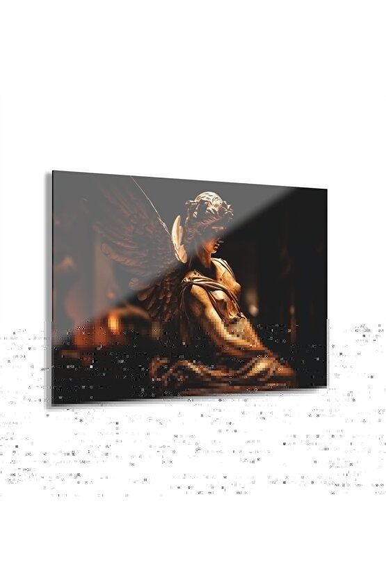 Kadın Melek Heykel Cam Tablo Duvar Dekoru