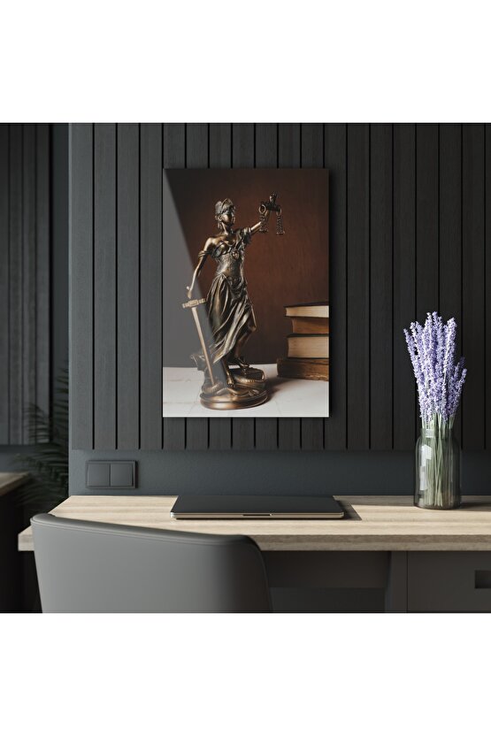 Adalet Terazisi Cam Tablo Duvar Dekoru 2