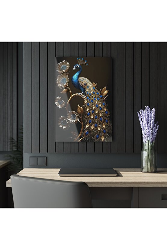 Tavus Kuşu Cam Tablo Duvar Dekoru 3