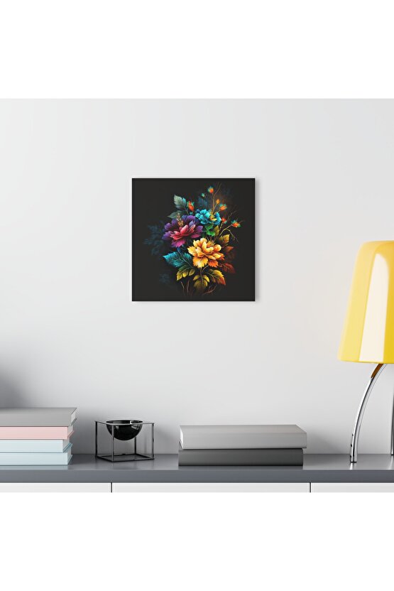 Renkli Çiçekler Cam Tablo Duvar Dekoru 4
