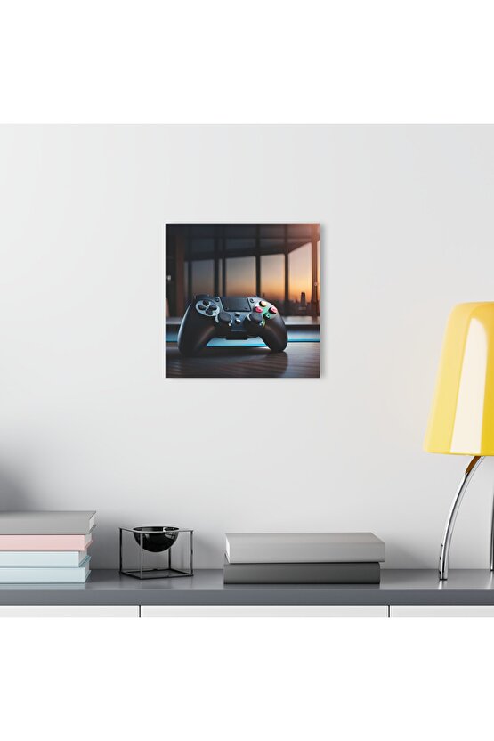 Gamer Joystick Oyuncu Konsolu Cam Tablo Duvar Dekoru