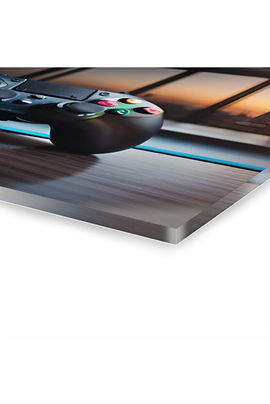 Gamer Joystick Oyuncu Konsolu Cam Tablo Duvar Dekoru