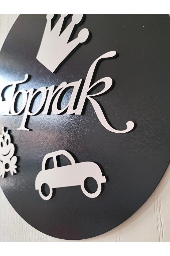 30x30 Cm Yuvarlak Isimli Kapı Süsü 3mm Ahşap Mdf