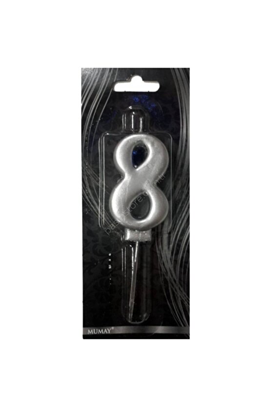 8 Rakam Gümüş Mum