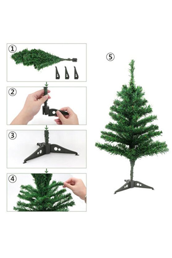 Yılbaşı Çam Ağacı Plastik Ayaklı Yeni Yıl Noel Süs Ağaç 90 Cm Boy