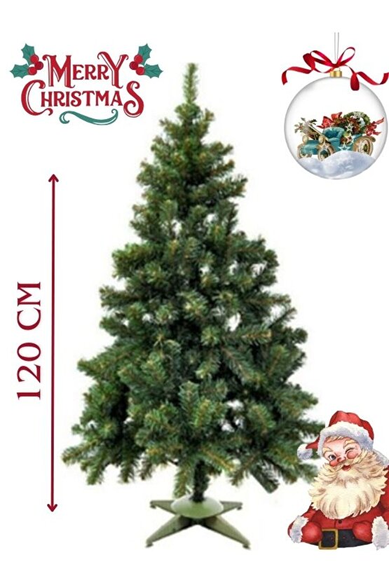 Yılbaşı Yeşil Çam Ağacı 120 Cm Plastik Ayaklı sık dallı kaliteli lüks ağaç 120 dallı