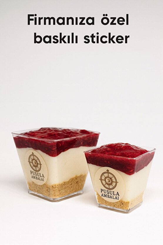 120cc Kübik Prizma Üçgen Mika Sert Plastik Kase Sunum İçin Firmanıza Özel Sticer Baskı 80 adet Meze