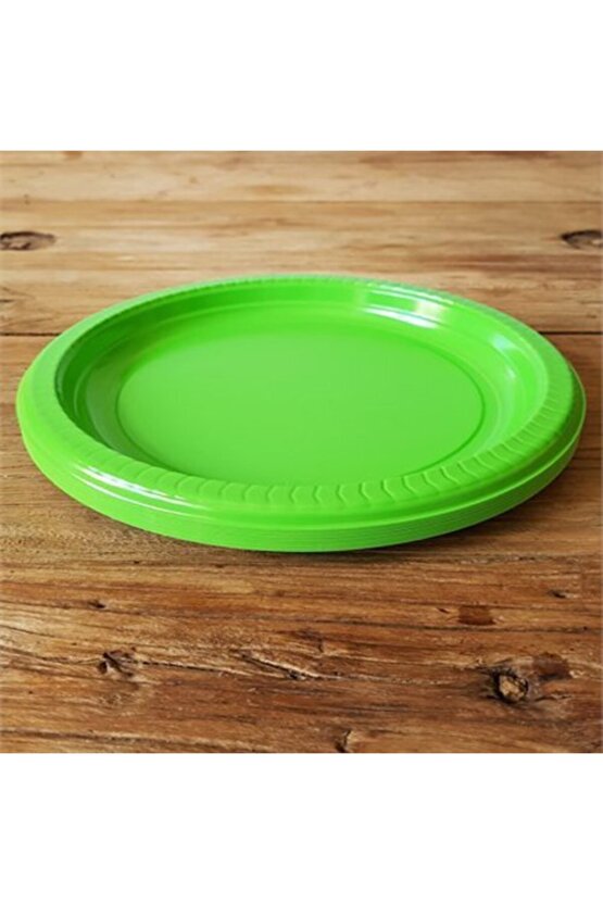 Yeşil Plastik Tabak 22 Cm-25 Adet
