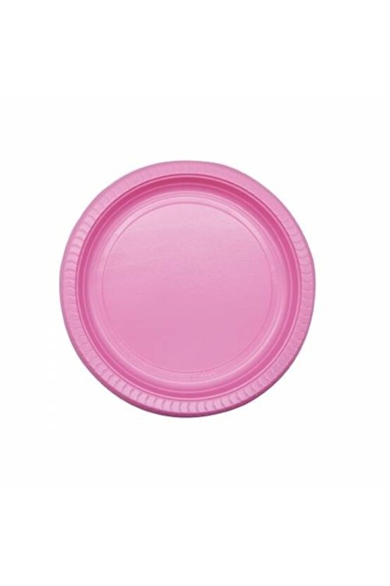 Düz Pembe Plastik Tabak 25li