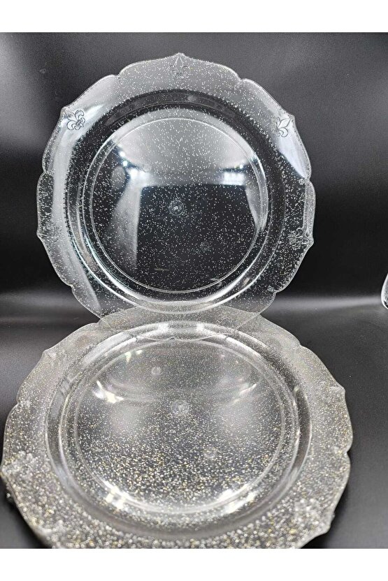 Simli Lüks Plastik Tabak 22 cm 10 Adet