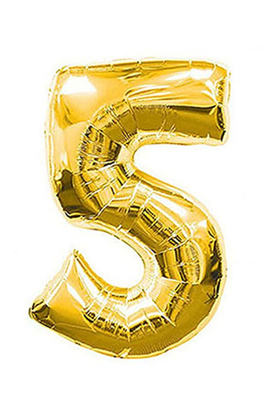 5 Rakam Gold Folyo Balon Sayılı Balon 100 Cm Dev Boy
